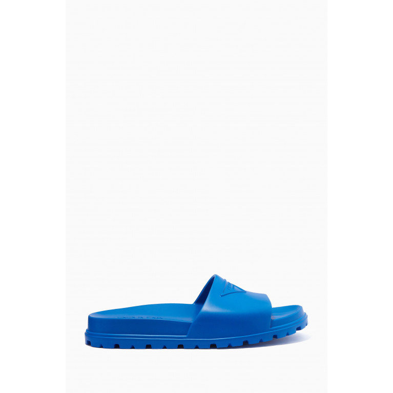 Prada - Logo Soft Slides in Rubber Blue