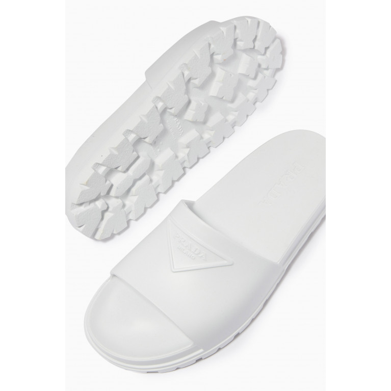 Prada - Logo Soft Slides in Rubber White