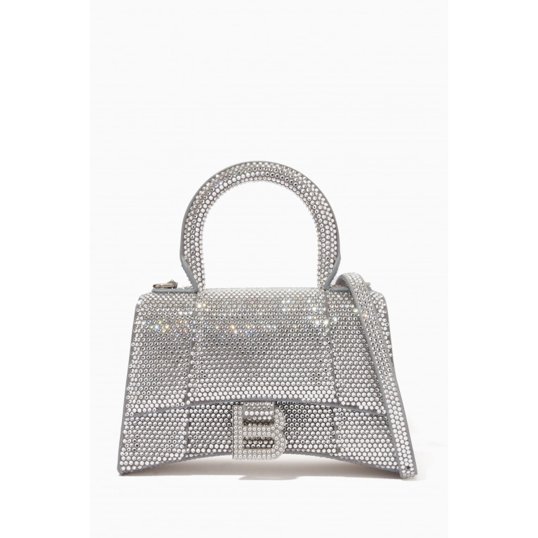 Balenciaga - Hourglass XS Top Handle Bag in Rhinestones Suede Calfskin
