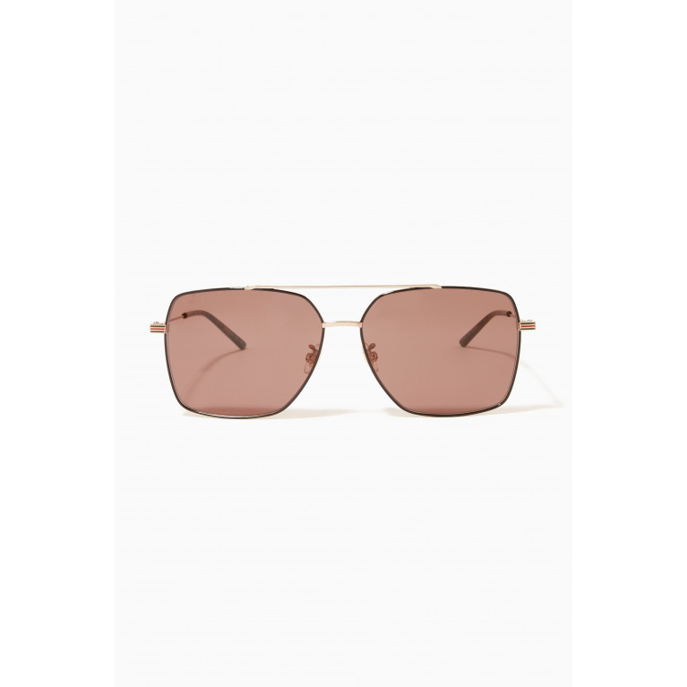 Gucci - Low Nose Bridge Sunglasses in Metal
