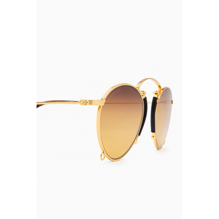 Gucci - Pince-nez Round Frame Sunglasses in Metal