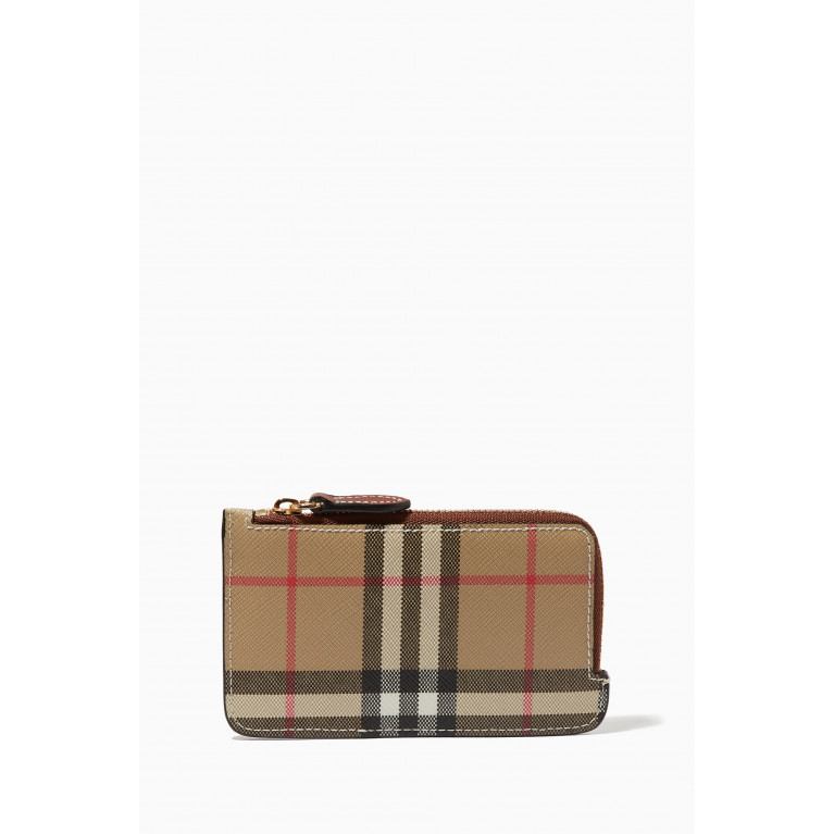 Burberry - Zip Card Case in Vintage Check & Leather