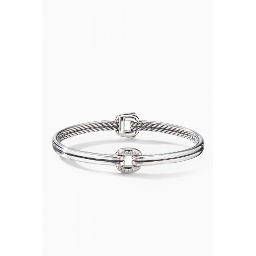 David Yurman - Thoroughbred® Center Link Bracelet with Pavé Diamonds in Sterling Silver