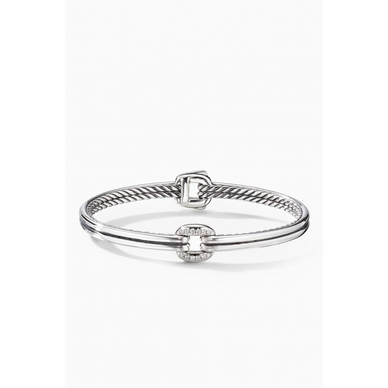 David Yurman - Thoroughbred® Center Link Bracelet with Pavé Diamonds in Sterling Silver