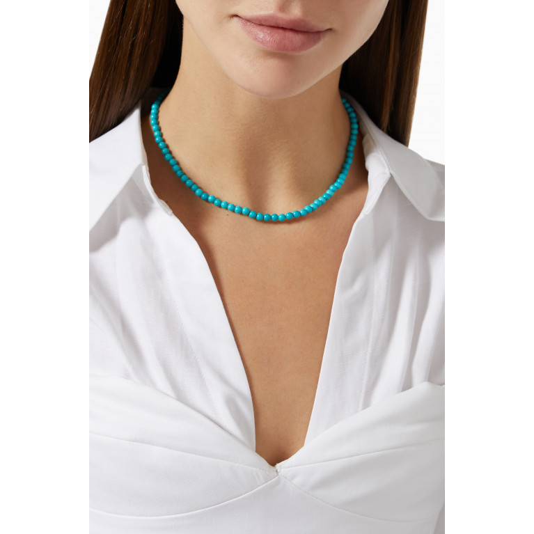 Mateo New York - Turquoise Beaded Choker Necklace in 14kt Yellow Gold