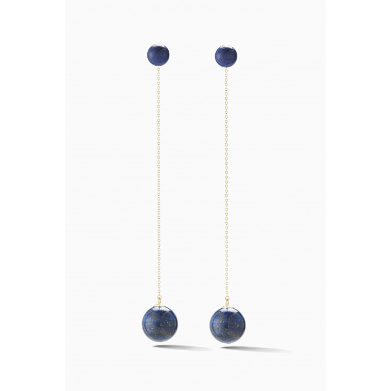 Mateo New York - Lapis Ball Drop Earrings in 14kt Yellow Gold Blue