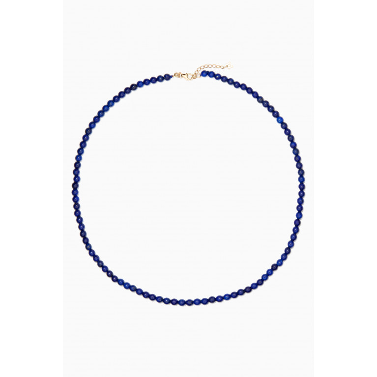 Mateo New York - Lapis Beaded Choker Necklace in 14kt Yellow Gold Blue