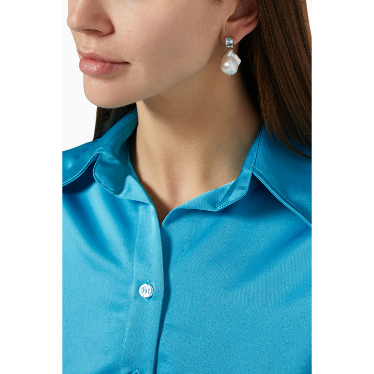 Mateo New York - Blue Topaz & Baroque Pearl Drop Earrings in 14kt Yellow Gold Blue