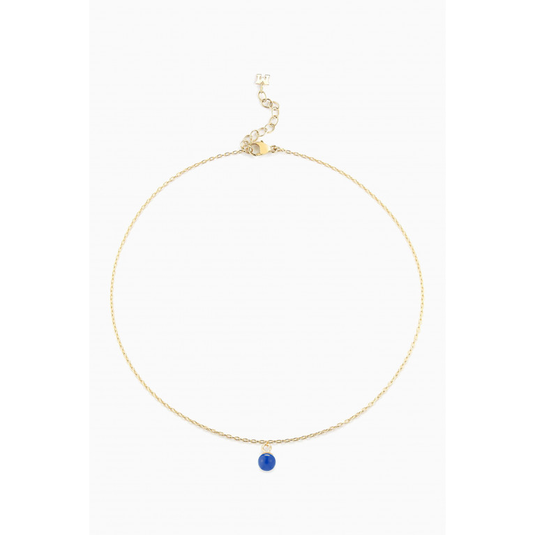 Mateo New York - Uni Lapis Chain Anklet in 14kt Yellow Gold Blue