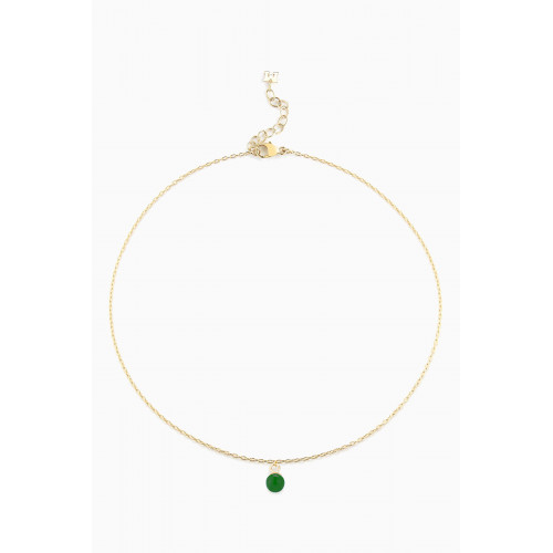 Mateo New York - Uni Malachite Chain Anklet in 14kt Yellow Gold Green