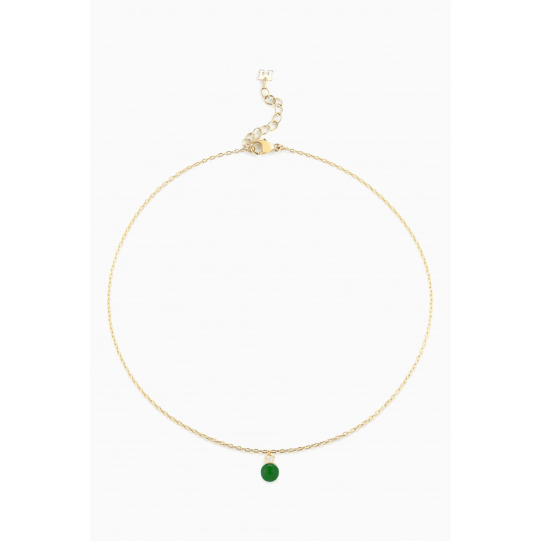 Mateo New York - Uni Malachite Chain Anklet in 14kt Yellow Gold Green