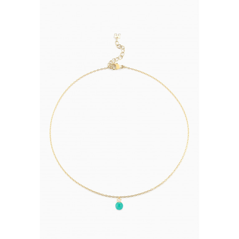 Mateo New York - Uni Turquoise Chain Anklet in 14kt Yellow Gold Blue