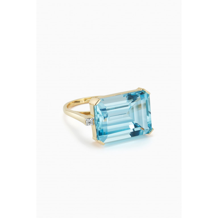Mateo New York - East West Blue Topaz Ring in 14kt Yellow Gold