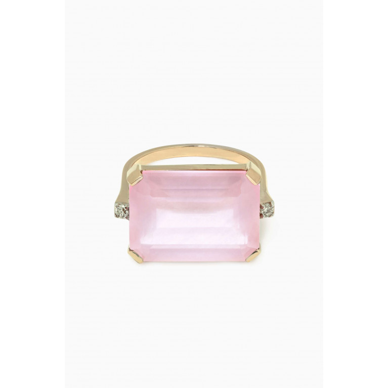 Mateo New York - East West Rose Quartz Ring in 14kt Yellow Gold
