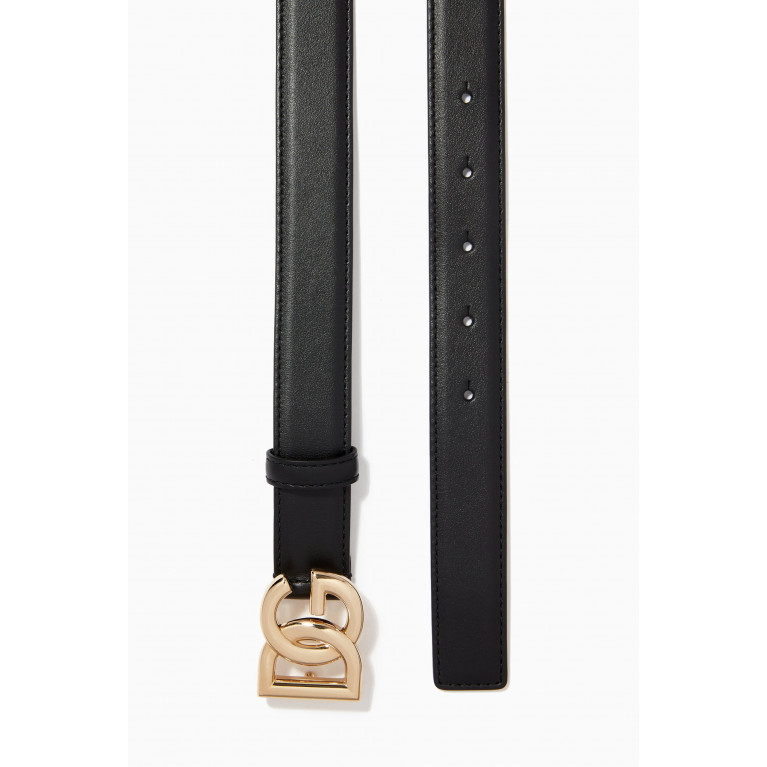 Dolce & Gabbana - DG Metal Logo Belt in Calf Leather Black