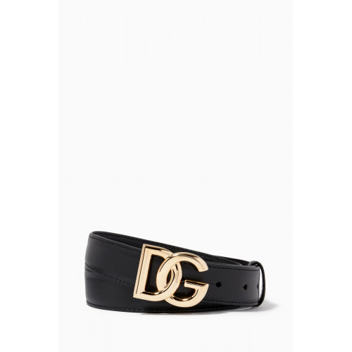 Dolce & Gabbana - DG Metal Logo Belt in Calf Leather Black