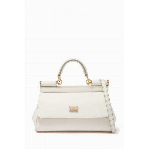 Dolce & Gabbana - Sicily Long Small Bag in Dauphine Leather White