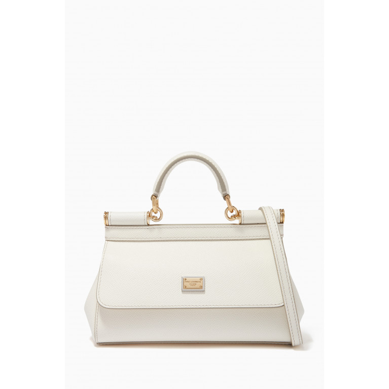 Dolce & Gabbana - Sicily Long Small Bag in Dauphine Leather White