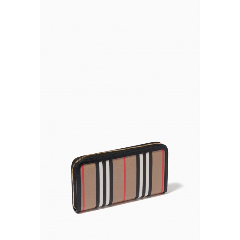 Burberry - Zip Wallet in Icon Stripe E-canvas & Leather