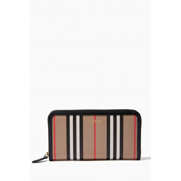 Burberry - Zip Wallet in Icon Stripe E-canvas & Leather