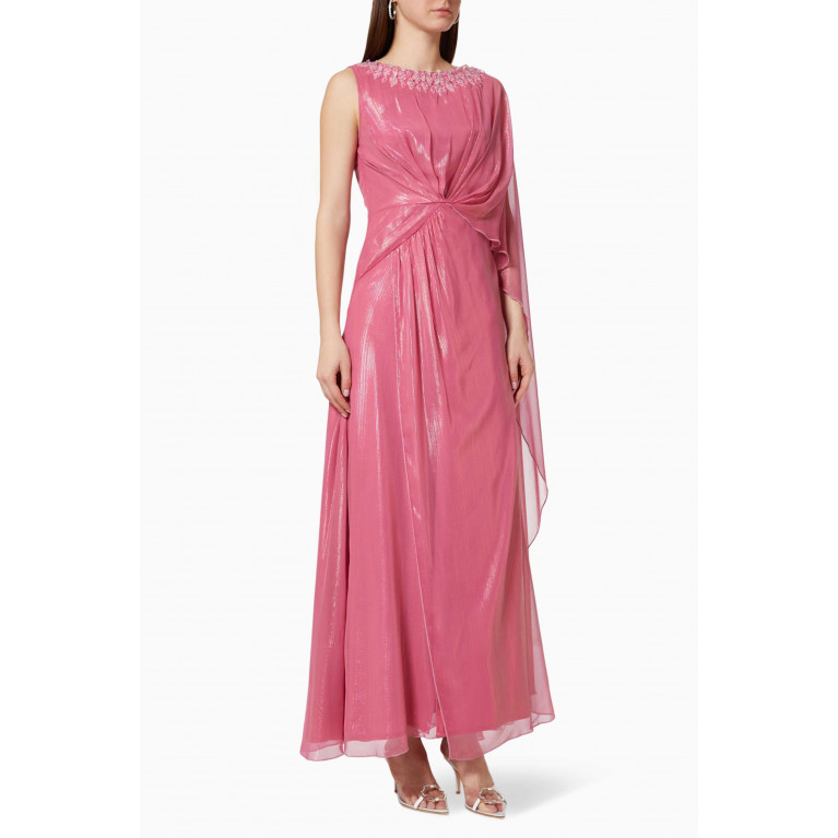 NASS - Bead Embellished Cape Dress Pink