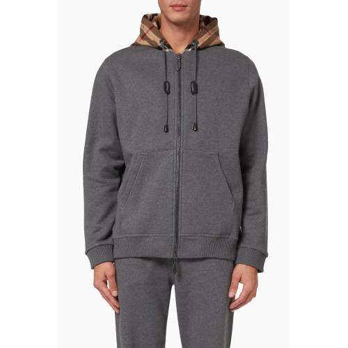Burberry - Check Hood Hoodie in Brushed-back Cotton Blend