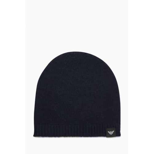 Emporio Armani - EA Beanie Hat in Cashmere Knit Blue