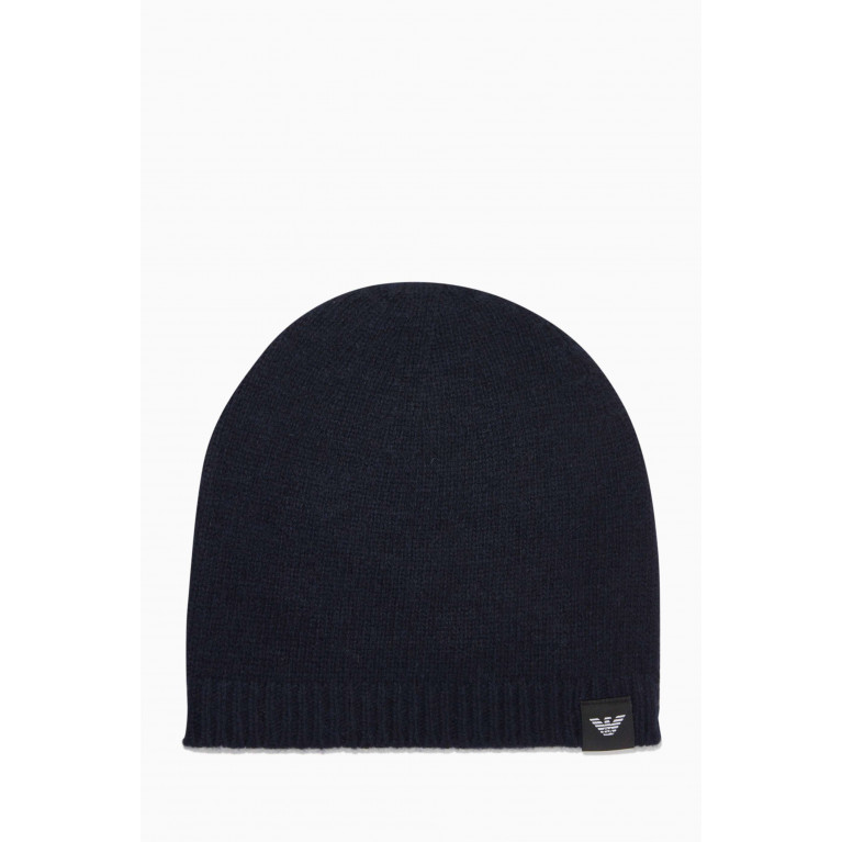 Emporio Armani - EA Beanie Hat in Cashmere Knit Blue