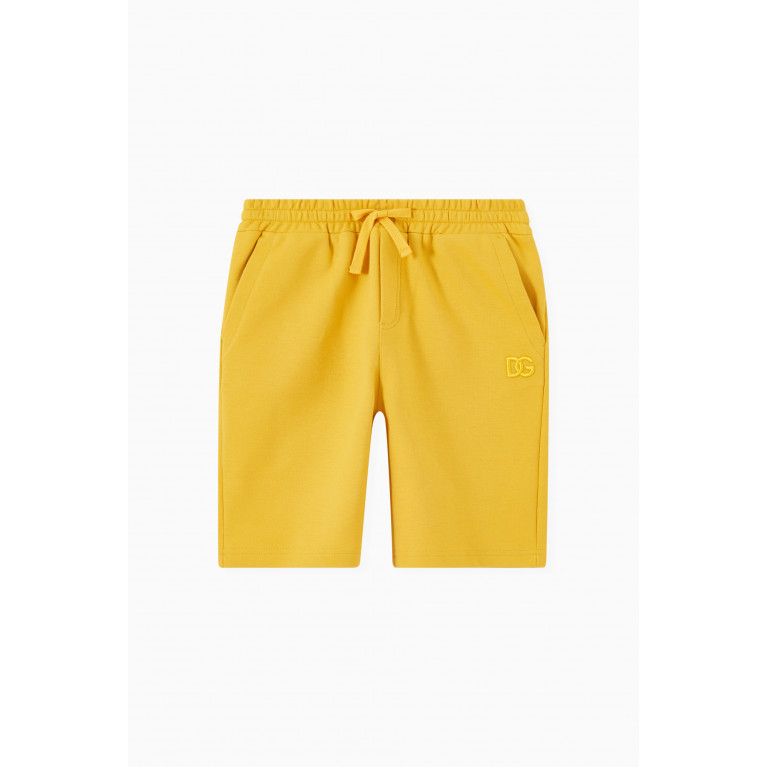 Dolce & Gabbana - DG Interlock Logo shorts in Cotton Jersey Yellow