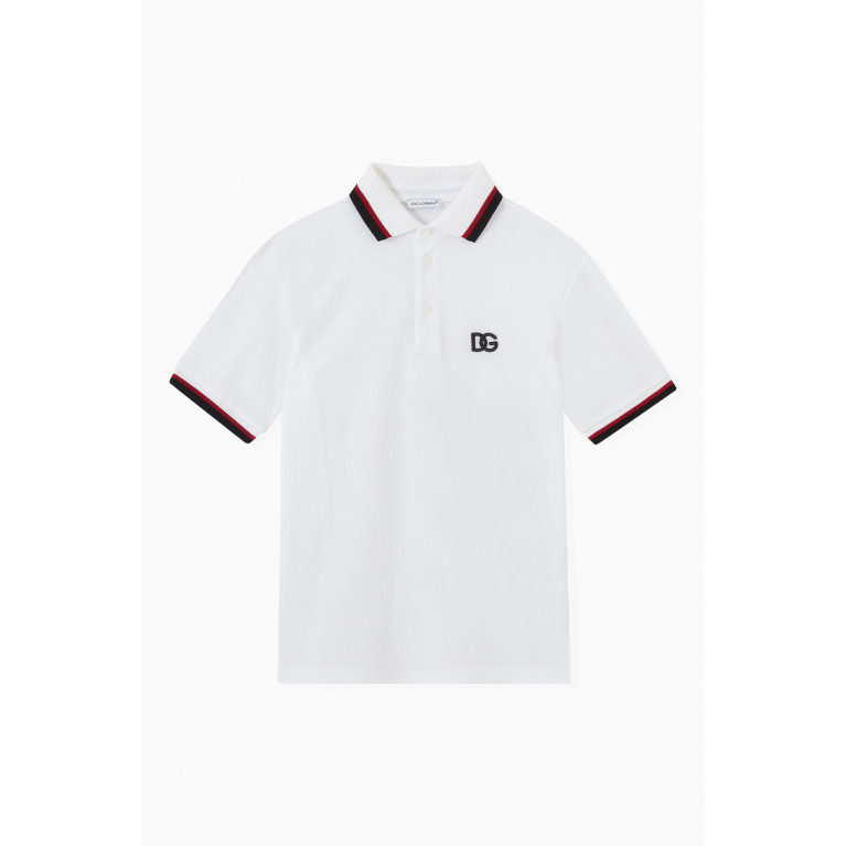 Dolce & Gabbana - DG Interlock Logo Polo Shirt in Cotton Piqué