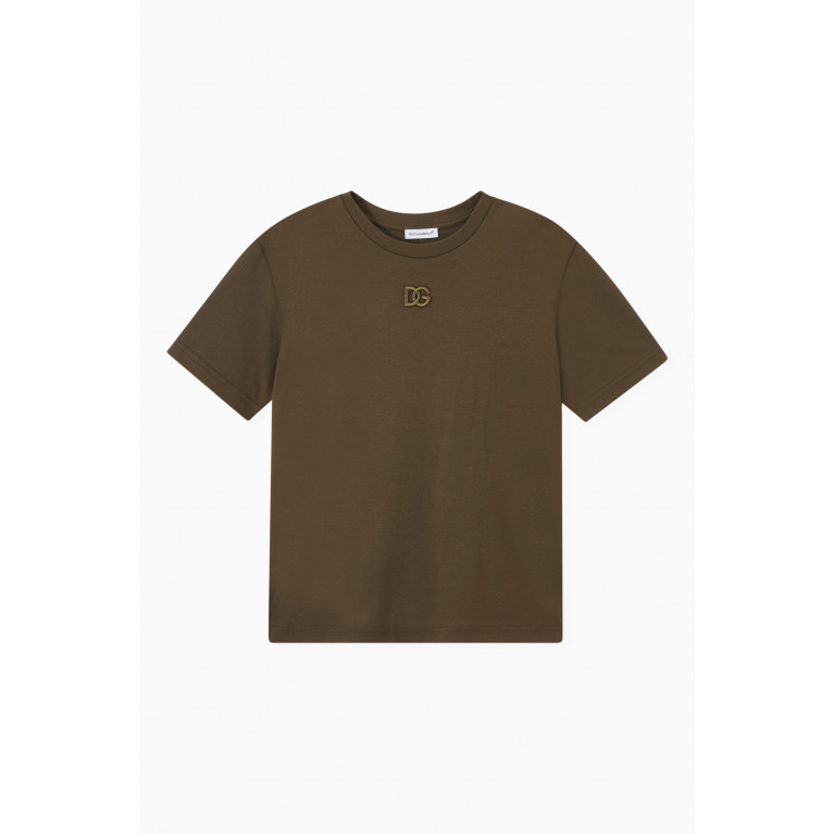 Dolce & Gabbana - DG Interlock T-shirt in Cotton Jersey Green