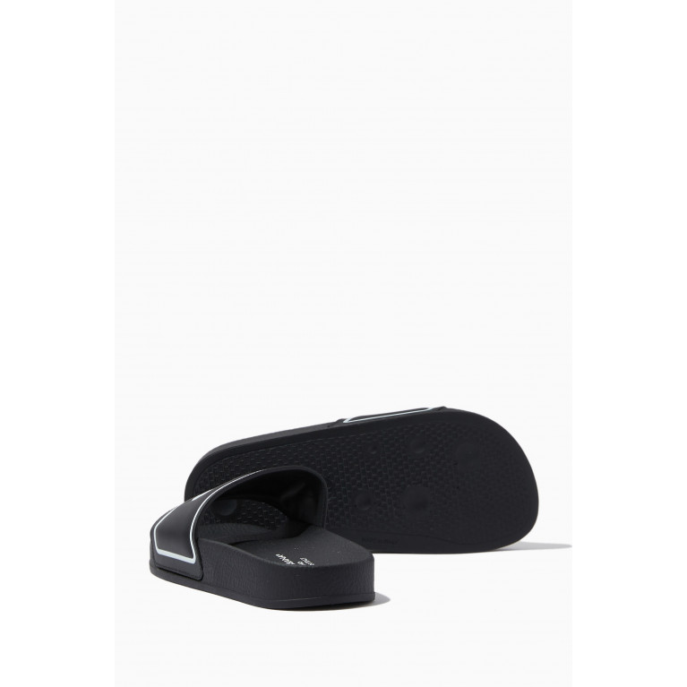 Dolce & Gabbana - Logo Print Slides in Leather Black