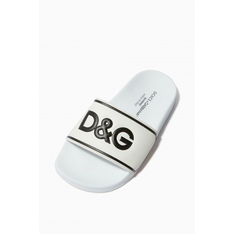 Dolce & Gabbana - Logo Slides in Calfskin Leather White