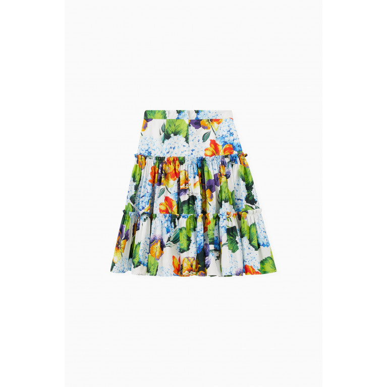 Dolce & Gabbana - Hydrangea Print Skirt in Cotton Poplin