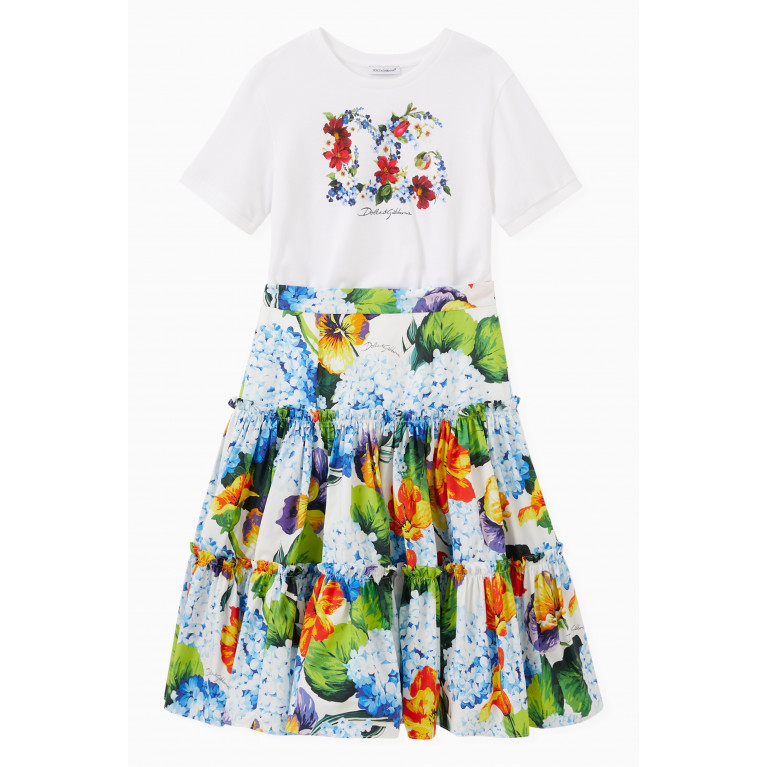 Dolce & Gabbana - Hydrangea Print Skirt in Cotton Poplin