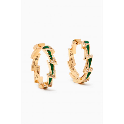Charmaleena - Energy Green Agate & Diamond Hoop Earrings in 18kt Yellow Gold