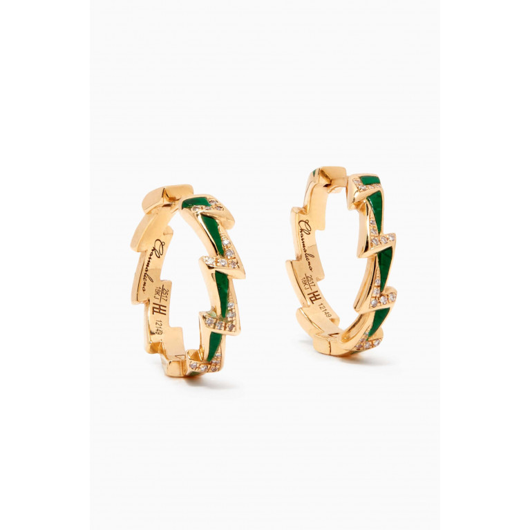 Charmaleena - Energy Green Agate & Diamond Hoop Earrings in 18kt Yellow Gold
