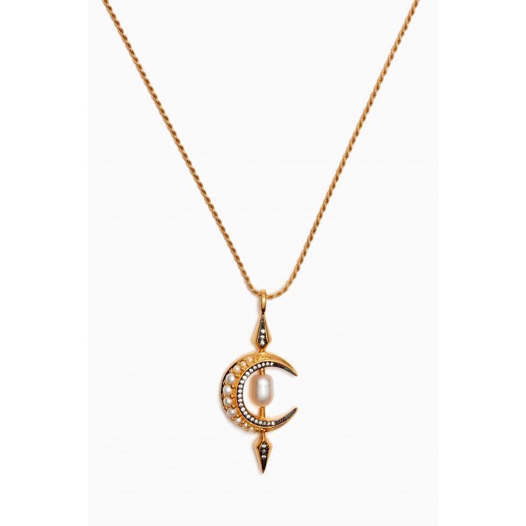 Missoma - x Harris Reed Crescent Pearl Moon Pendant Necklace
