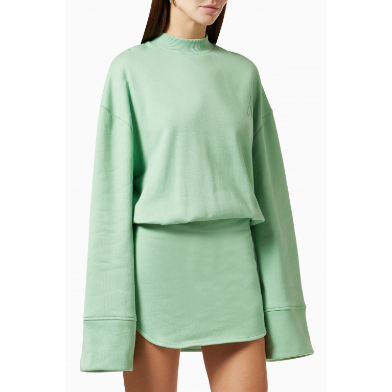 The Attico - Palmer Mini Dress in Cotton Jersey Green