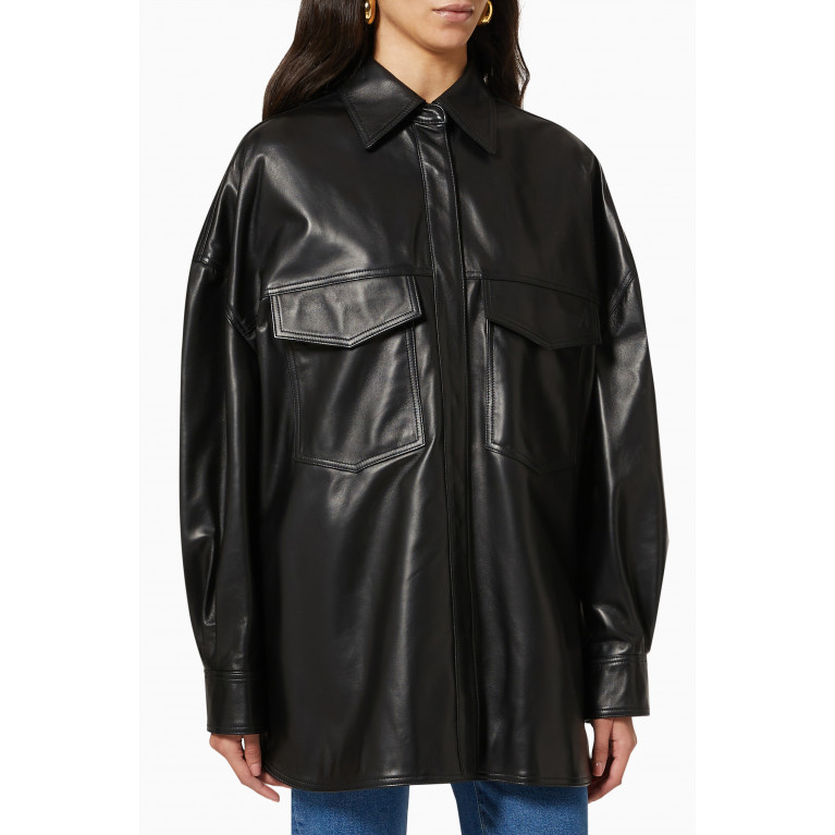 The Attico - Short Oversized Coat in Shiny Leather