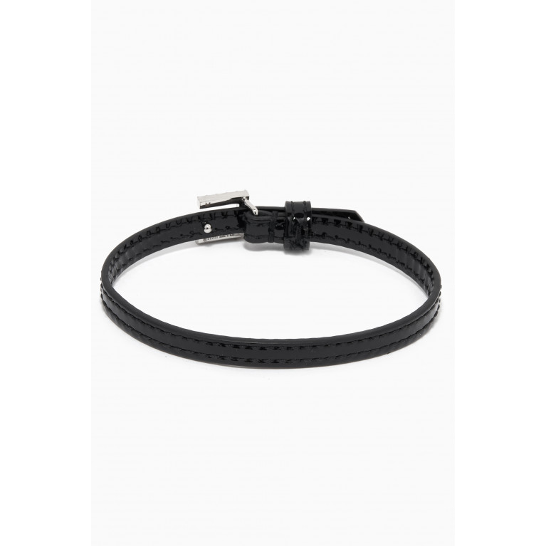 Gucci - Square G Motif Bracelet in Leather Black