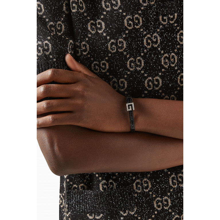 Gucci - Square G Motif Bracelet in Leather Black