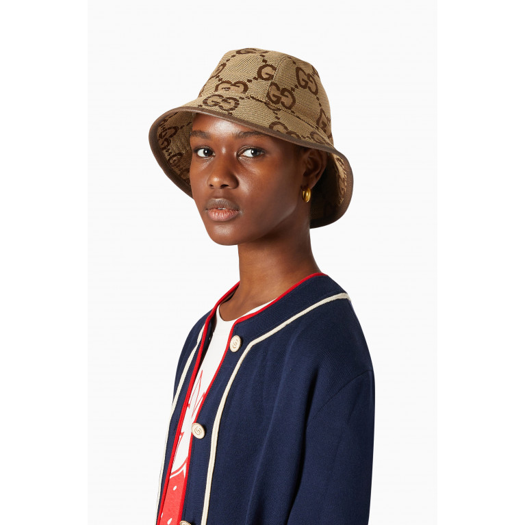 Gucci - Jumbo GG Bucket Hat in Canvas Brown