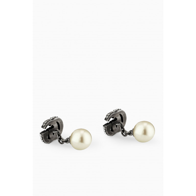 Gucci - GG Marmont Crystal Pearl Cufflinks in Brass