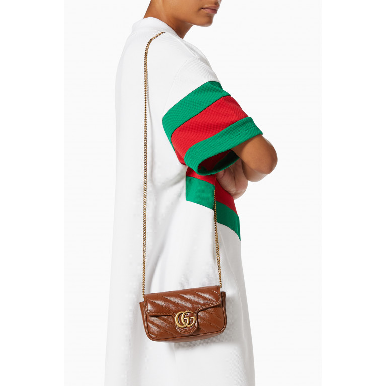 Gucci - Super Mini GG Marmont Bag in Diagonal Matelassé Leather