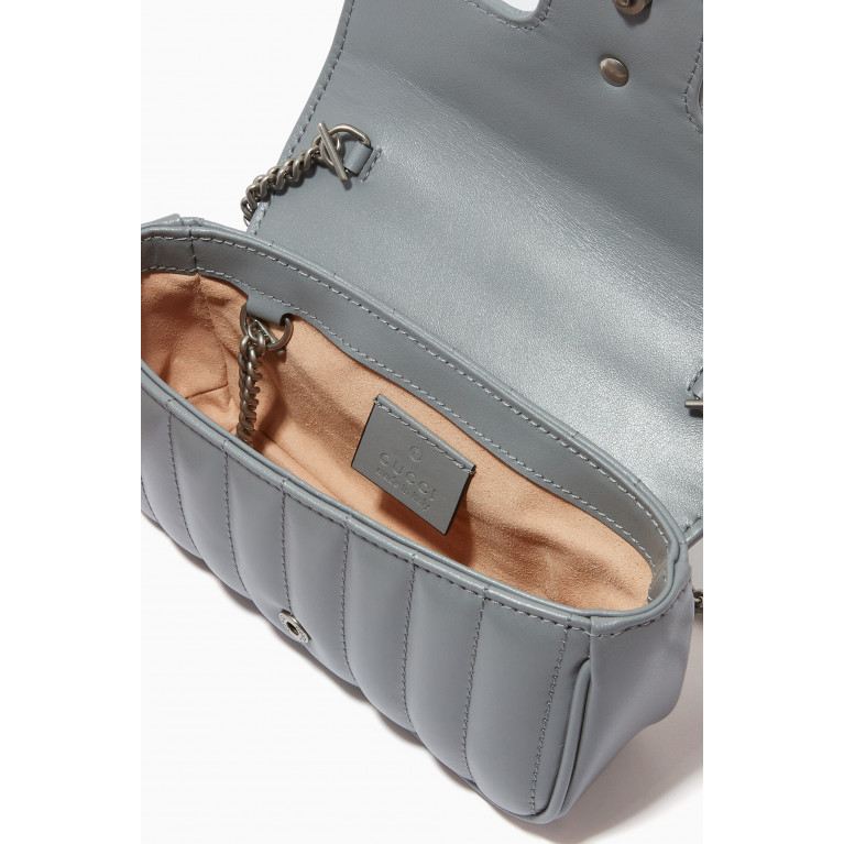 Gucci - GG Marmont Super Mini Bag in Matelassé Chevron Leather Grey