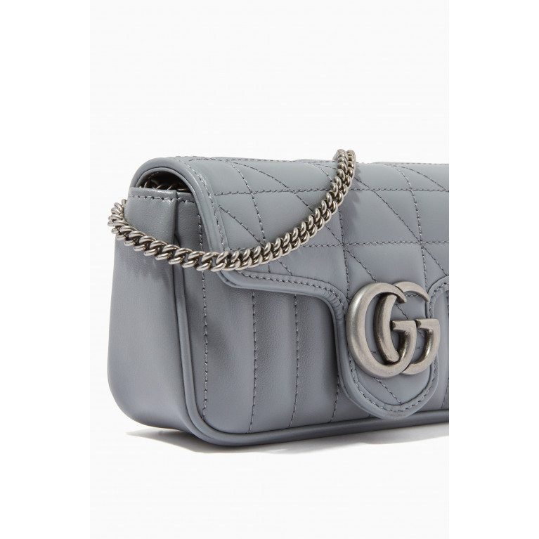 Gucci - GG Marmont Super Mini Bag in Matelassé Chevron Leather Grey
