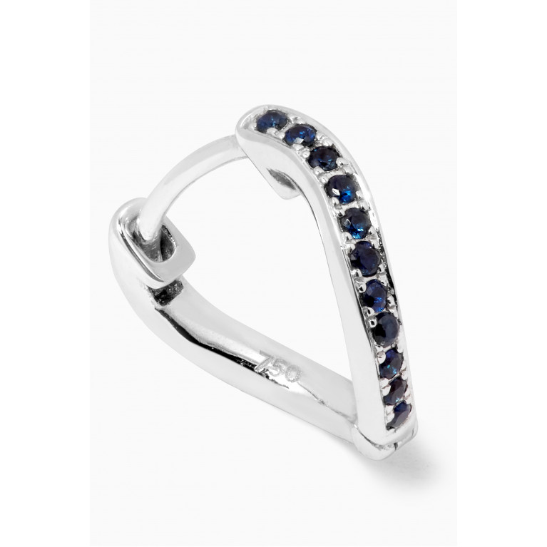 HIBA JABER - Mini Infinity Hoops with Blue Sapphires in 18kt White Gold