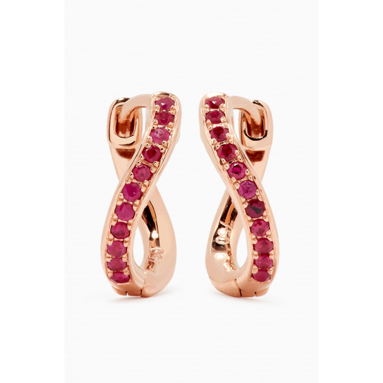 HIBA JABER - Mini Infinity Hoops with Rubies in 18kt Rose Gold