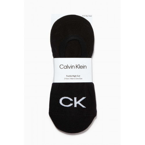 Calvin Klein - Footie High Cut Socks, Set of 3 Black
